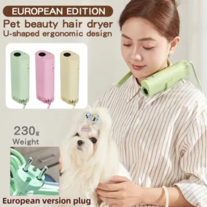 Hands free neck hanging dog grooming dryer