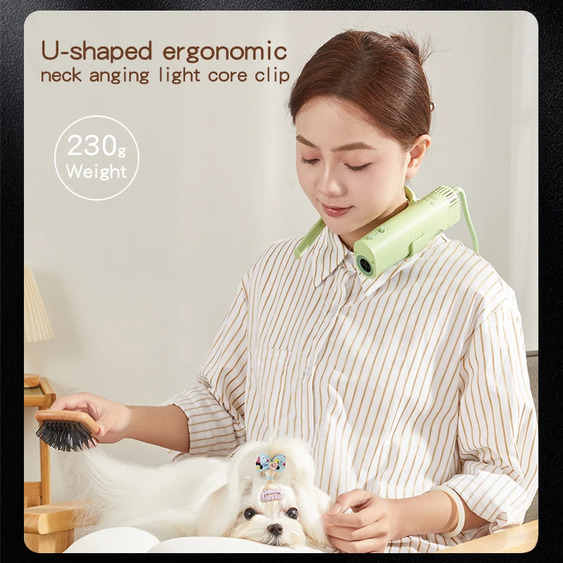 Hands free neck hanging dog grooming dryer