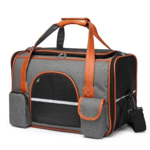 Anti-collapse dog carrier bag with storage pockets