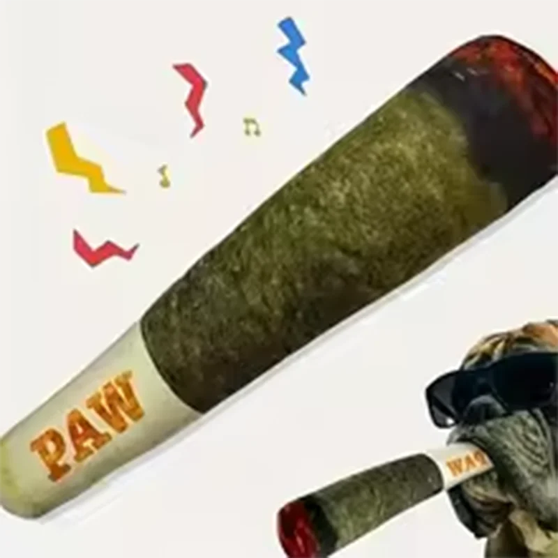 Novelty Cigar Plush Squeaky Dog Toy