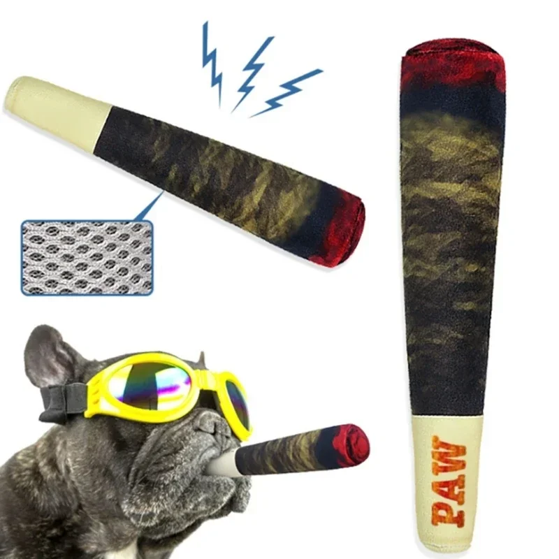 Novelty Cigar Plush Squeaky Dog Toy