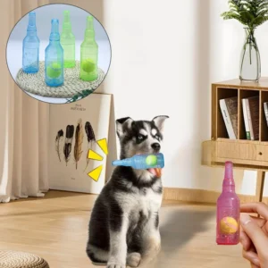Beer Bottle Squeaky Chew Toy with Tennis Ball