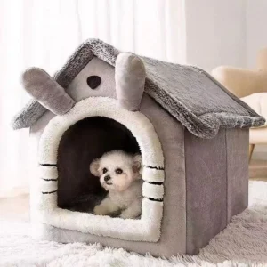 All-Season Dog House Bed with Removable Cover