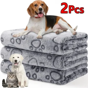 Paw Print Flannel Dog Blankets (2-Pack)