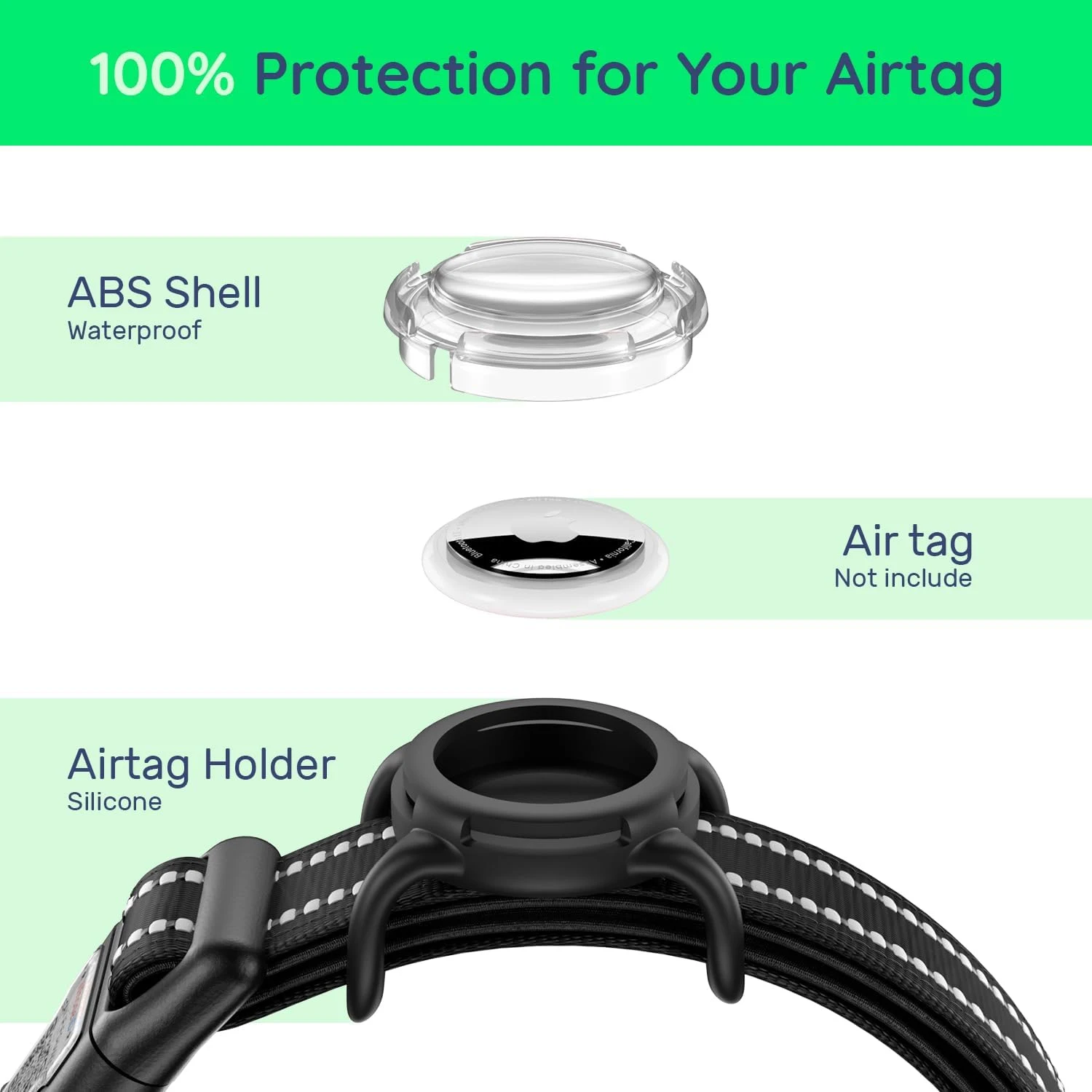 Padded AirTag Collar with Built-In Holder