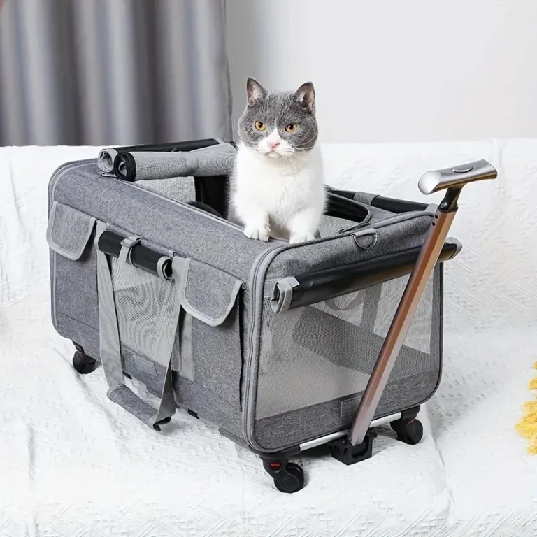 Wheeled Pet Trolley Carrier with Detachable Bag