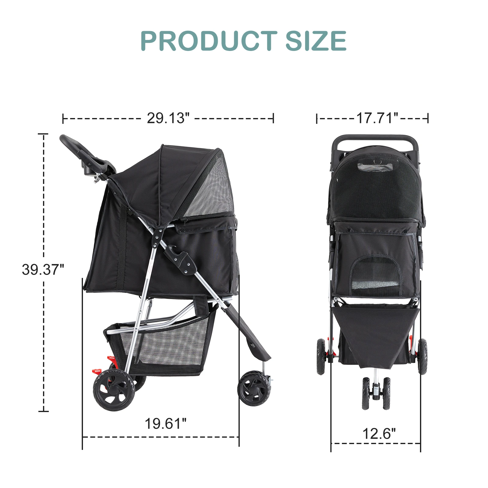Three-Wheel Folding Dog Stroller