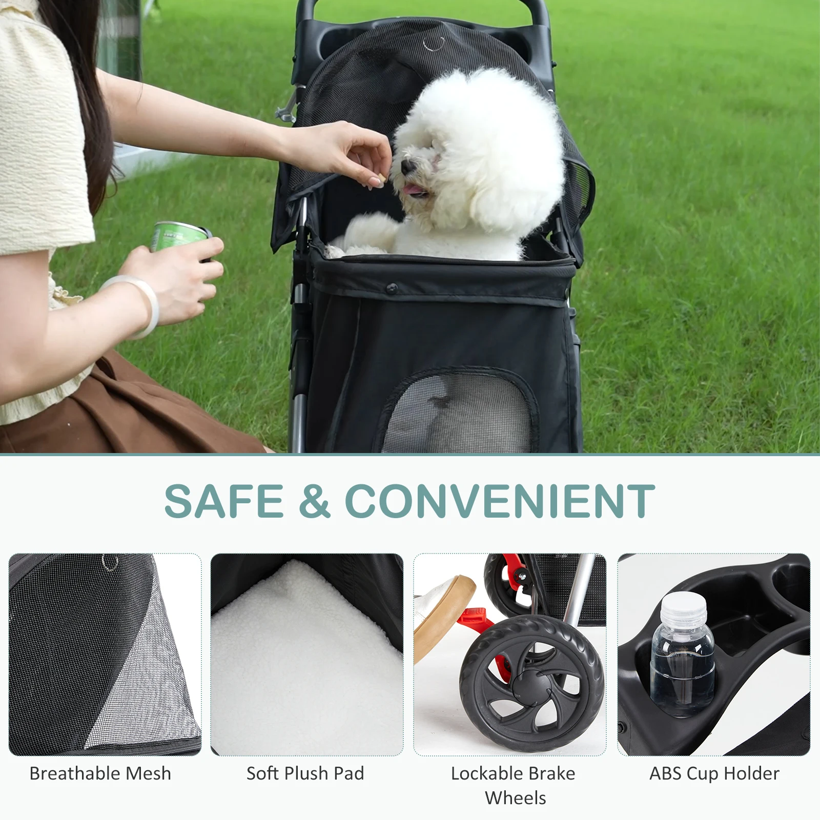 Three-Wheel Folding Dog Stroller