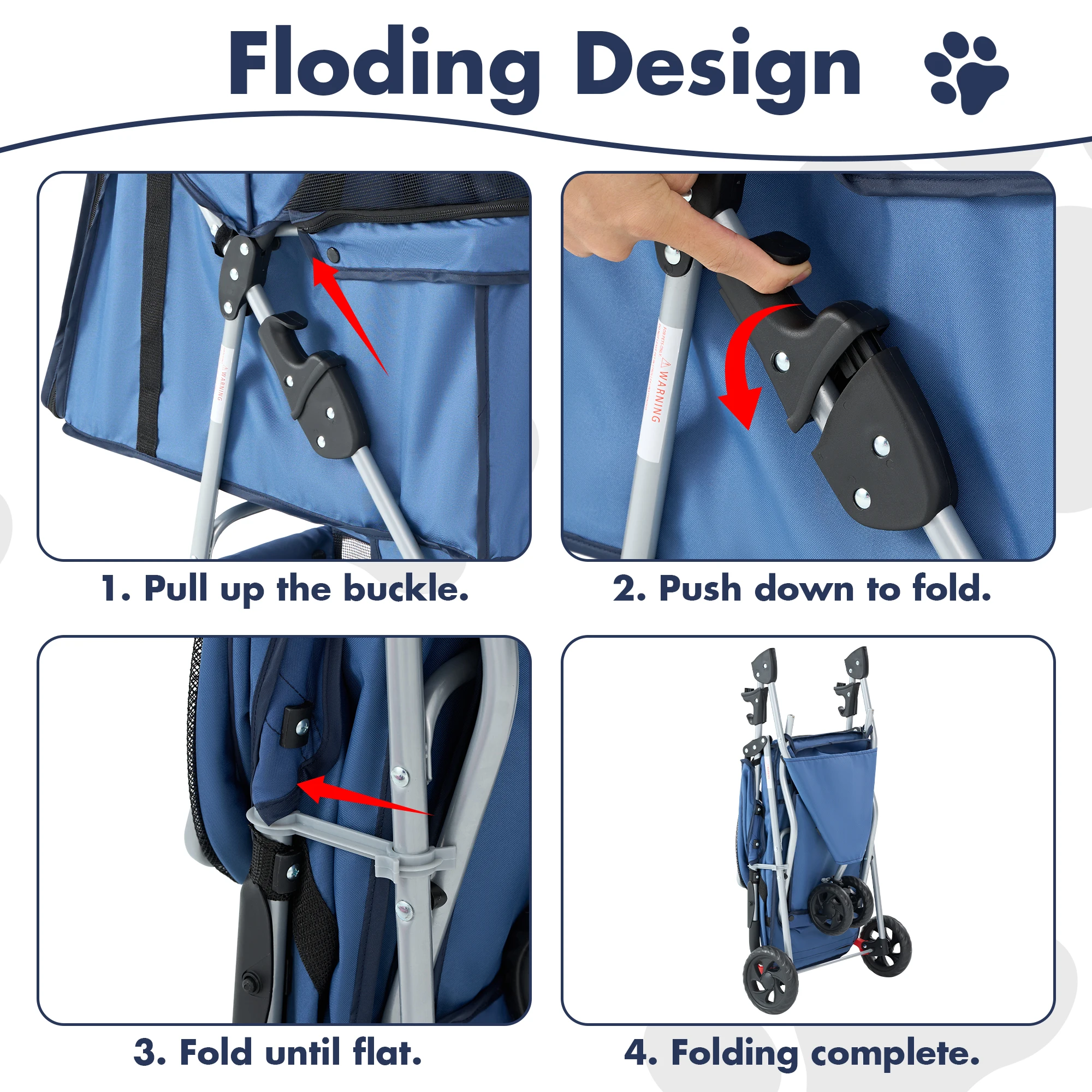 Three-Wheel Folding Dog Stroller