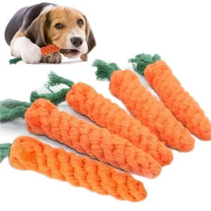 Carrot-Shaped Cotton Rope Knot Toy