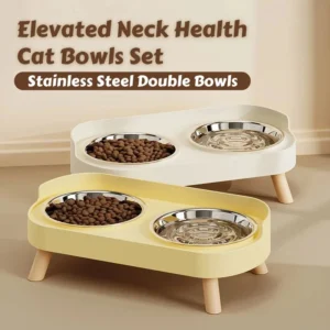 Raised Feeding Stand with Two Steel Bowls