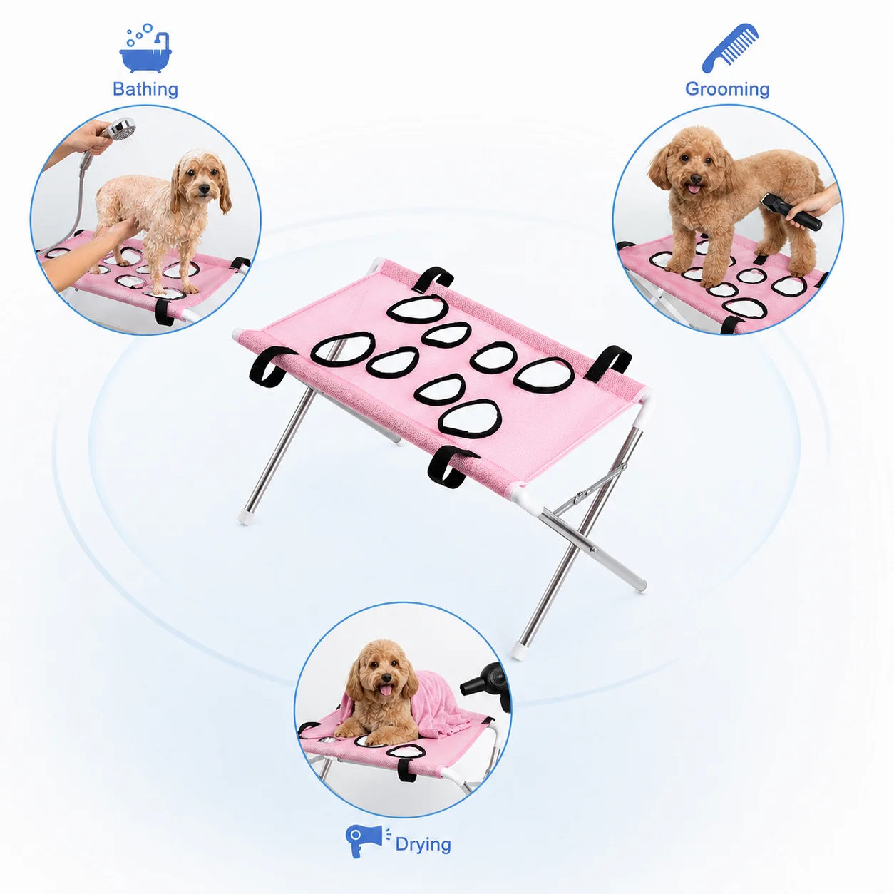 Foldable Grooming Hammock with Leg Openings