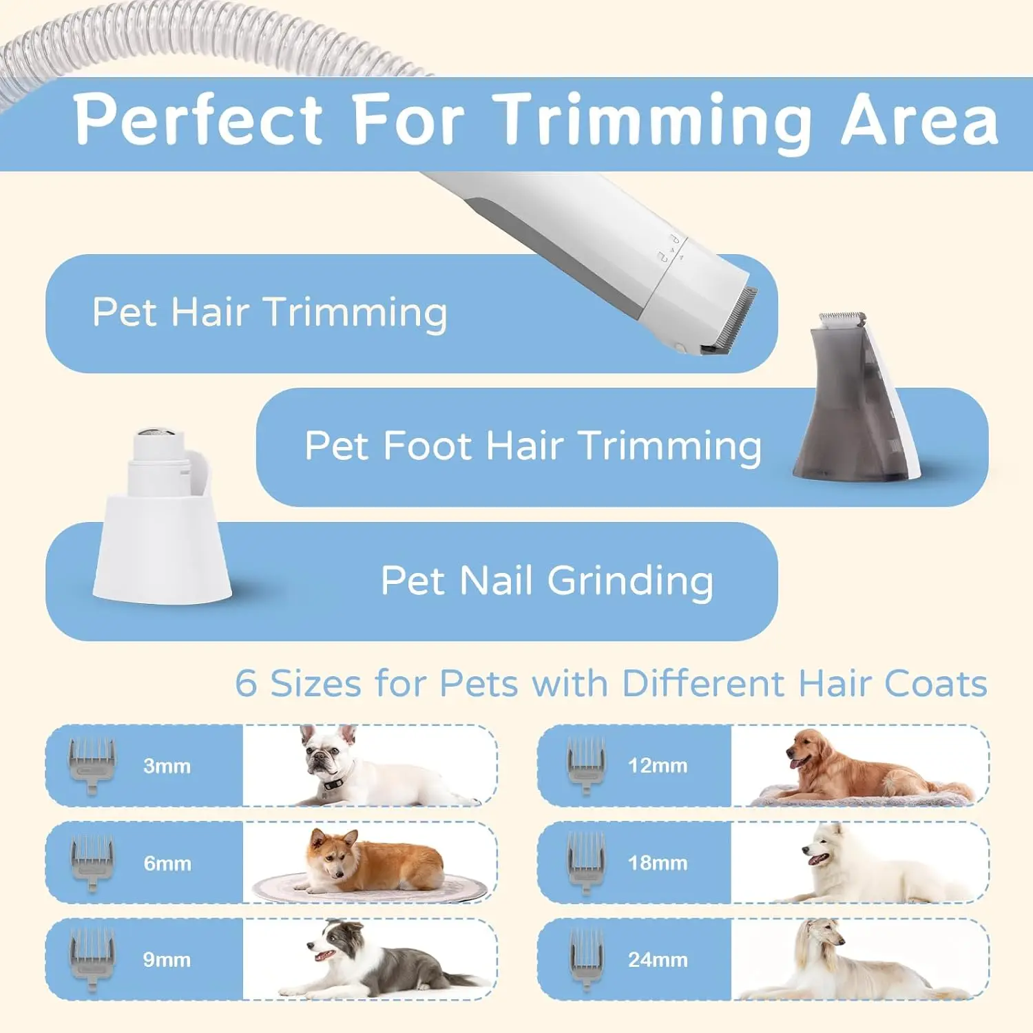 Seven-Piece Grooming Vacuum Kit for Shedding