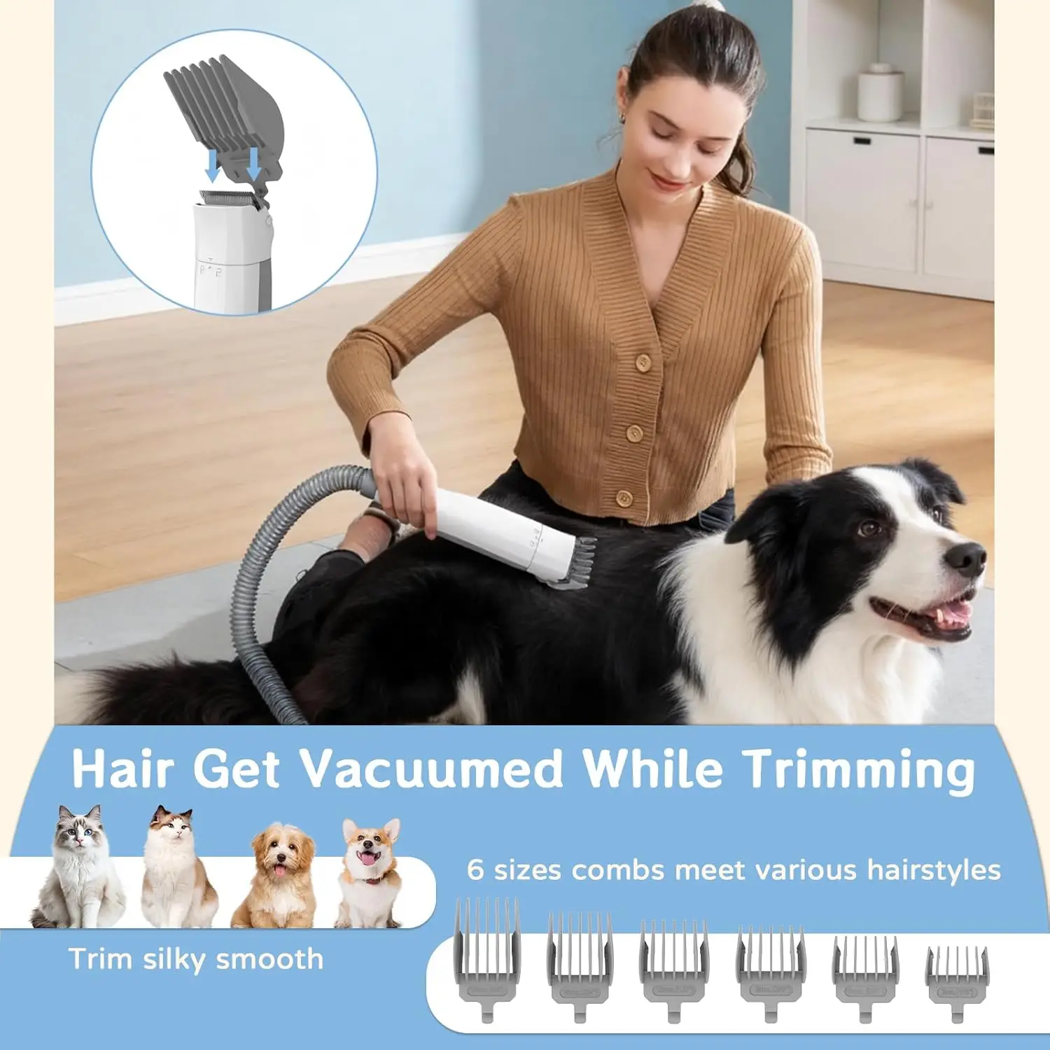 Seven-Piece Grooming Vacuum Kit for Shedding