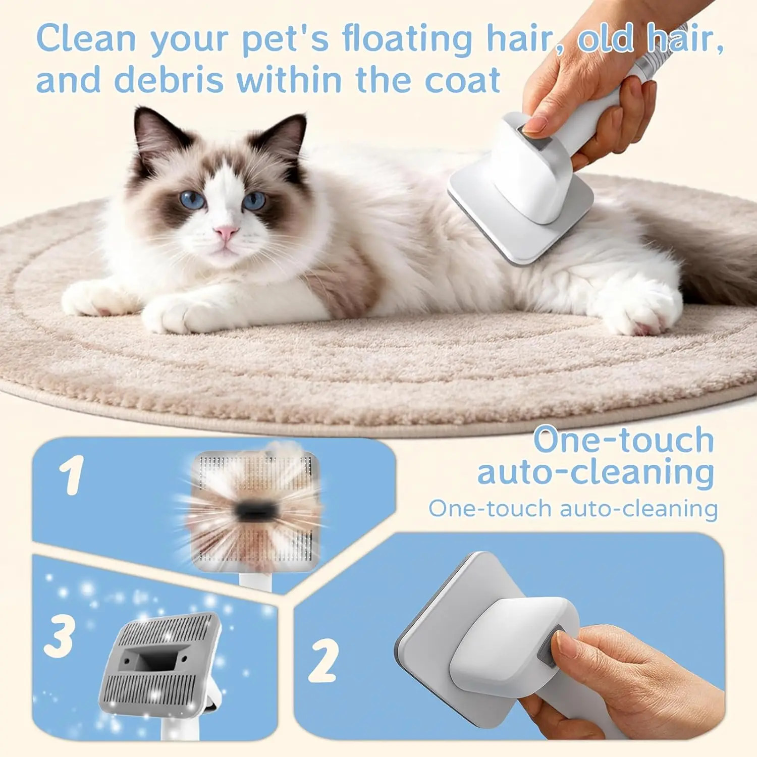 Seven-Piece Grooming Vacuum Kit for Shedding
